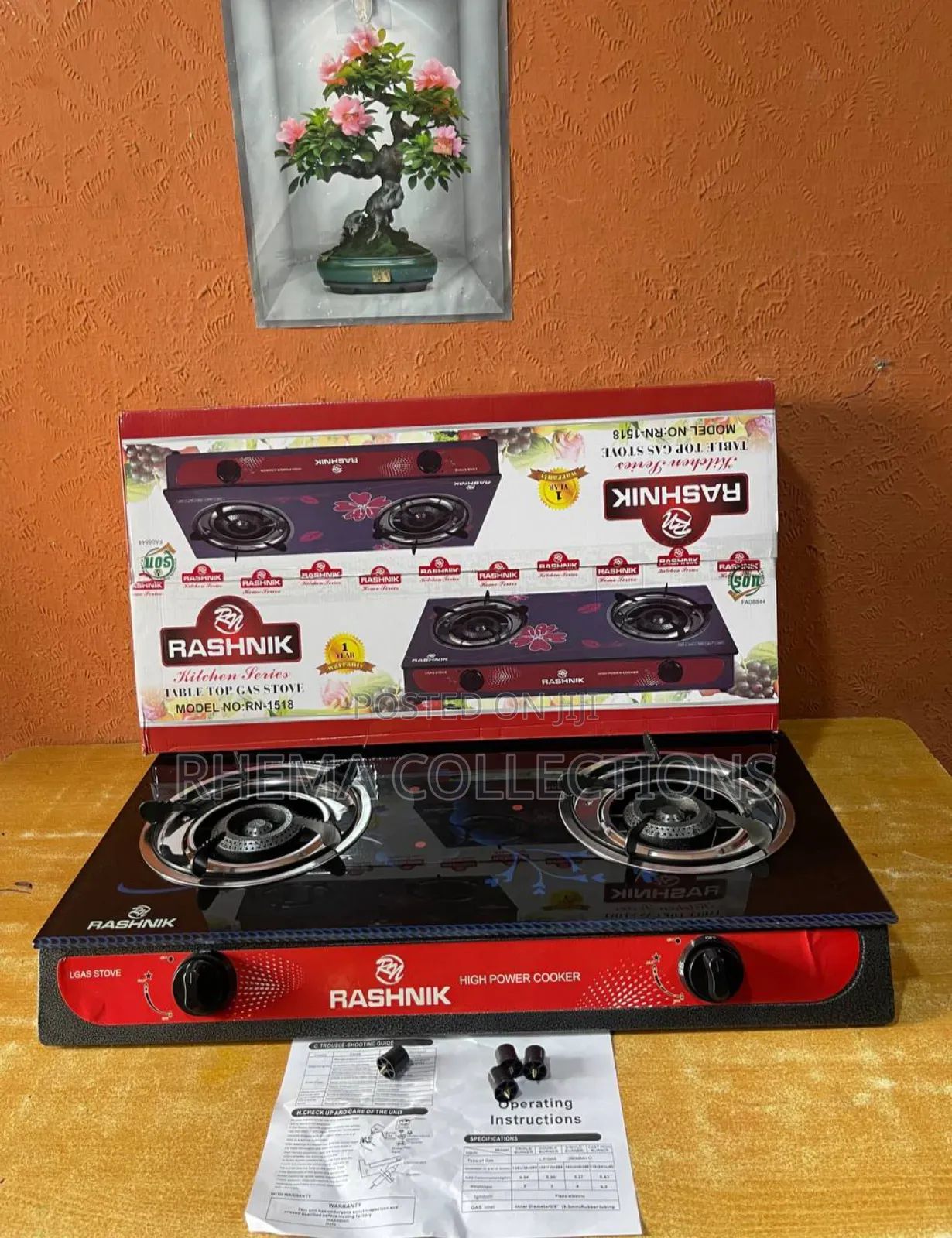Rashnik Self Ignition 2-Faced Glass Gas Cooker