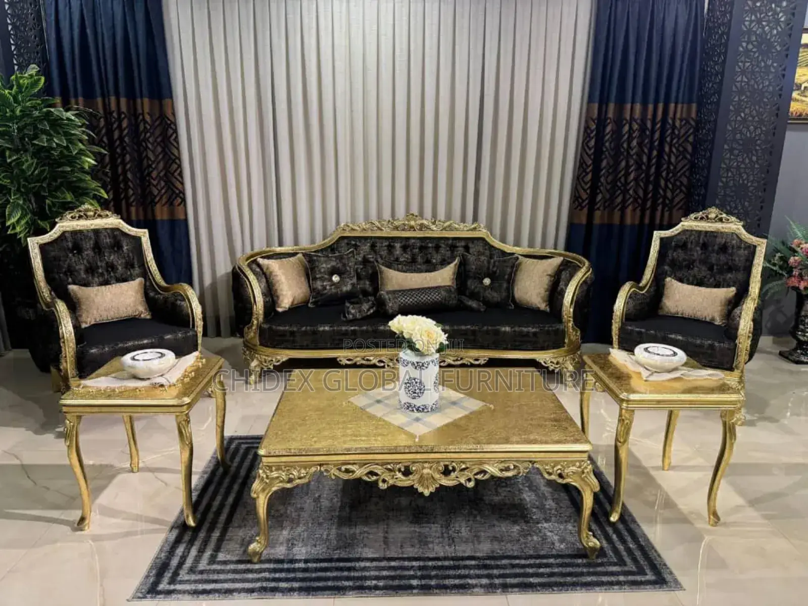 Turkish By8 Royal Sofa Chairs With Center Table Two Stools