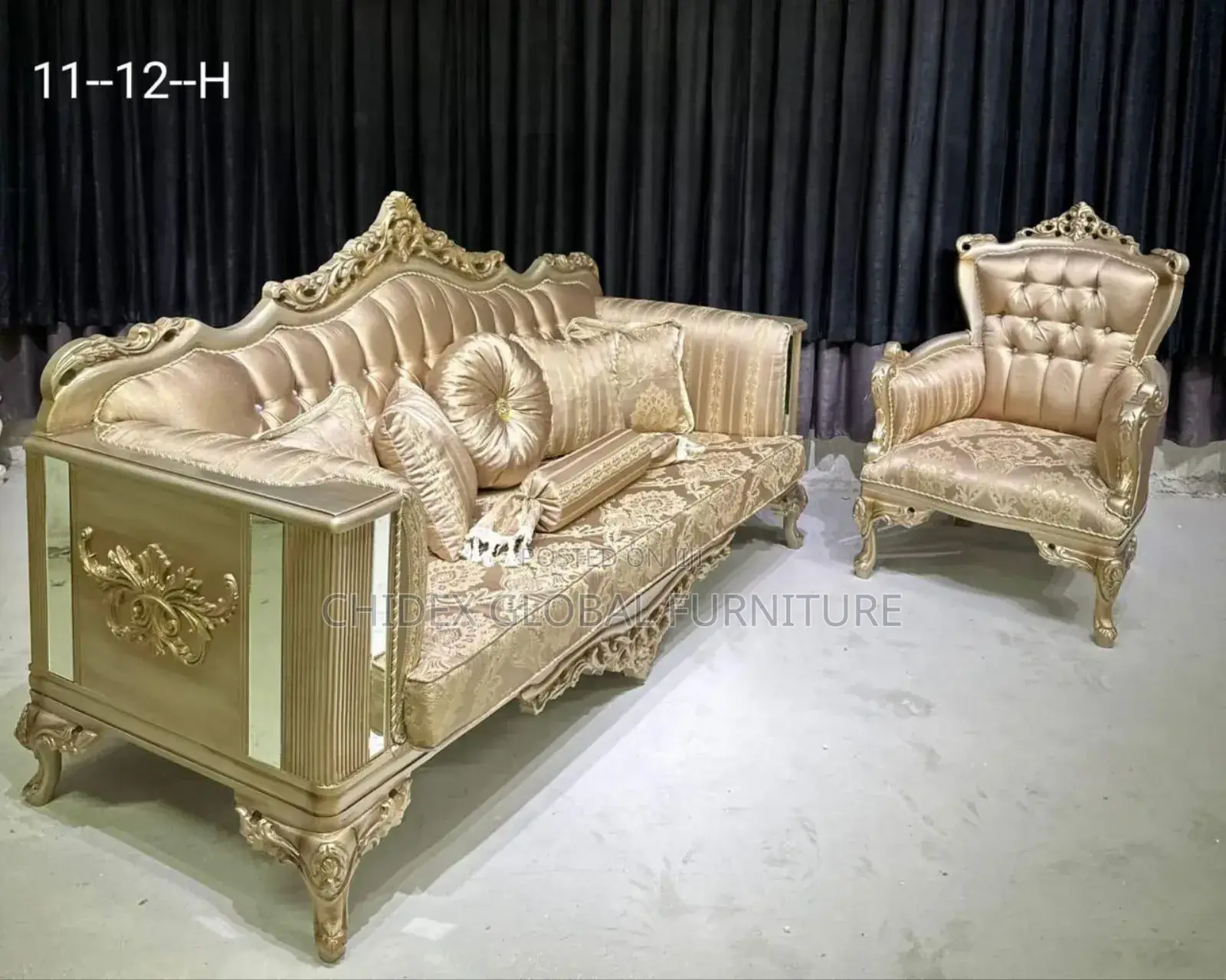 Turkish By8 Royal Sofa Chairs With Center Table Two Stools