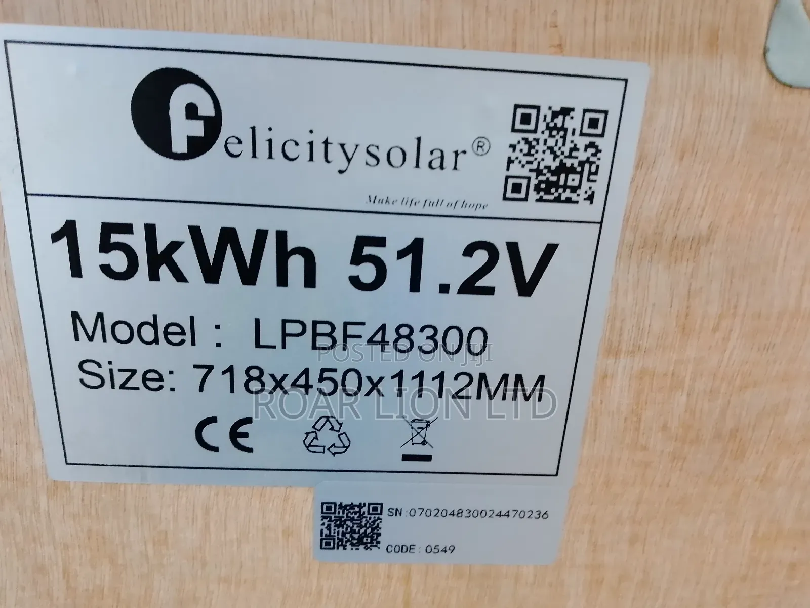 15kwh Felicity Lithium Battery
