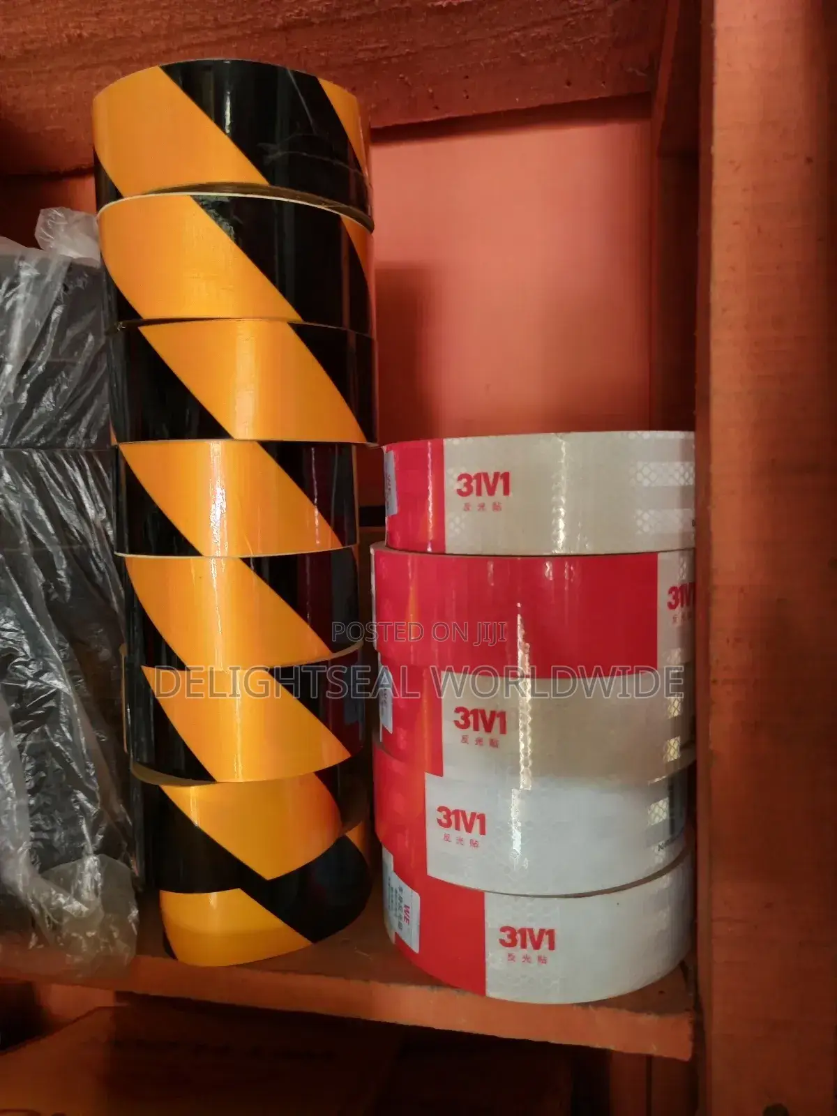 Red and White Adhesive Reflective Tape