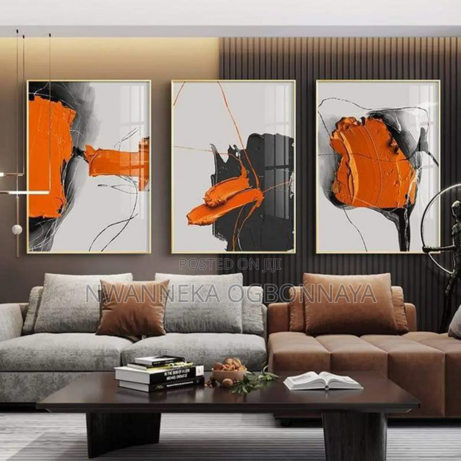 Abstract Oil Painting on Canvas in Living Room