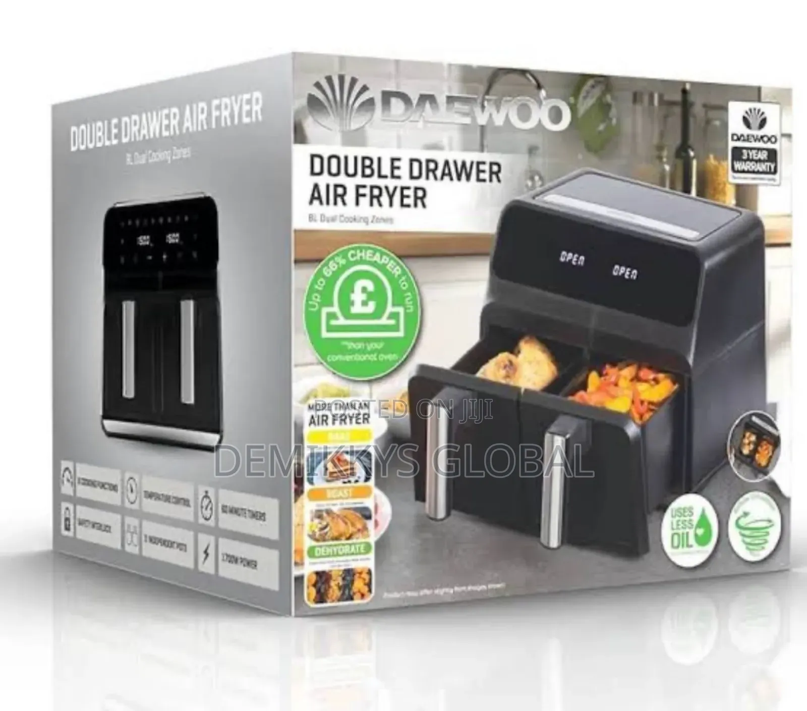 Daewoo Double Drawer Digital Airfryer 8l