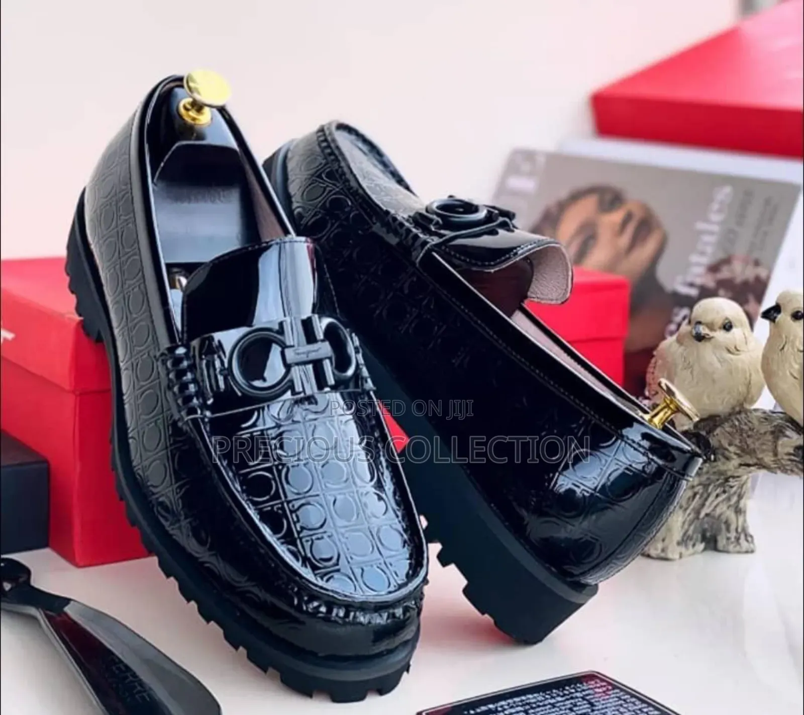 Ferragamo Glossy Leather Pull on Shoe