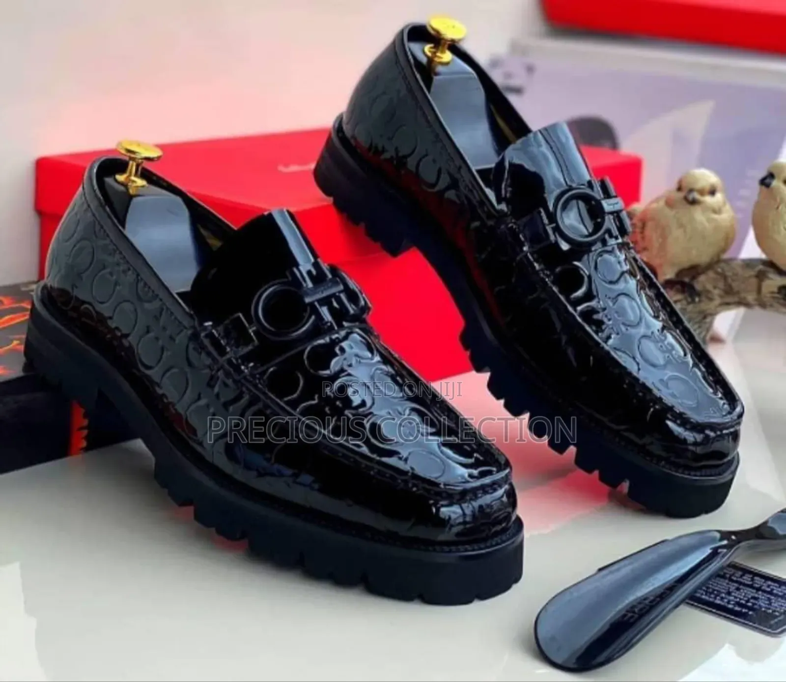 Ferragamo Glossy Leather Pull on Shoe