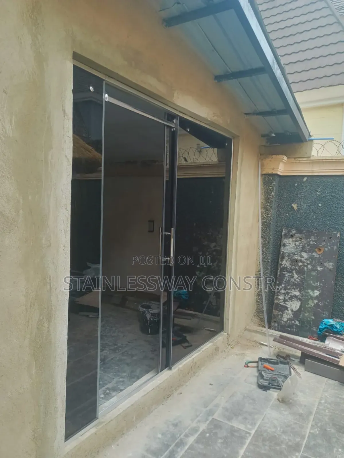 Dark Grey Entrance Sliding Door