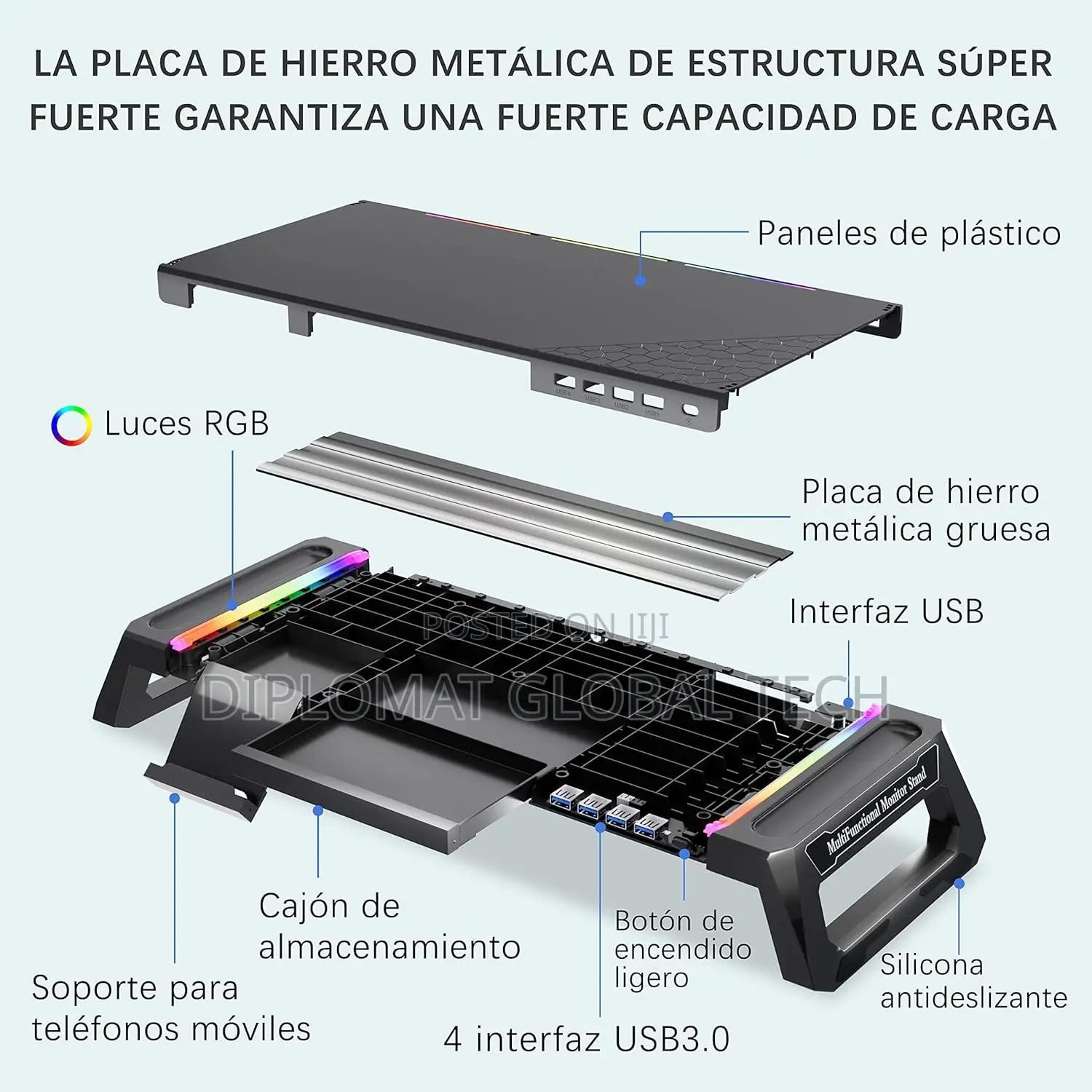 Moojay Monitor Stand For Gaming Desk With Rgb And 4 Usb 3.0