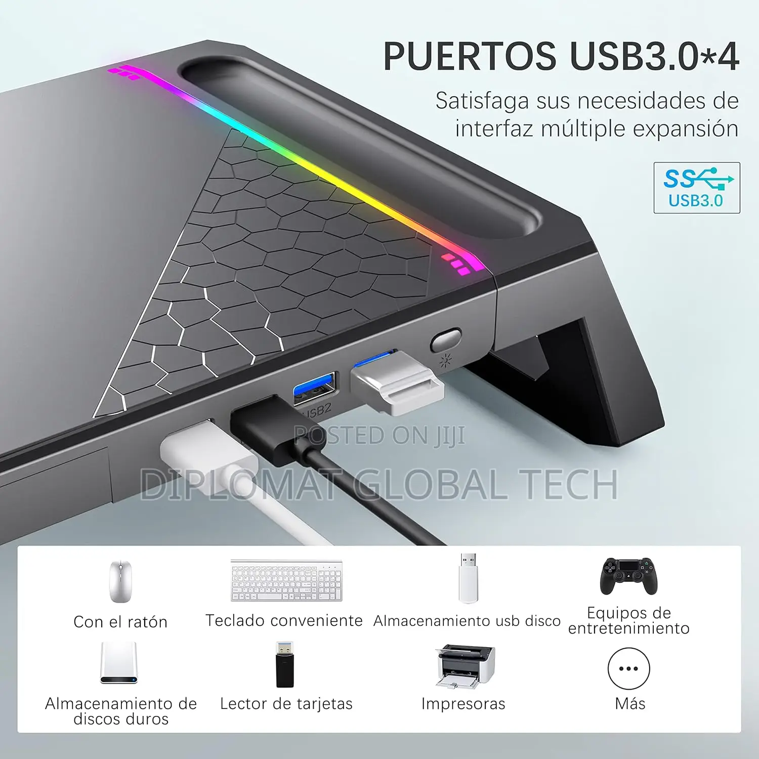 Moojay Monitor Stand For Gaming Desk With Rgb And 4 Usb 3.0