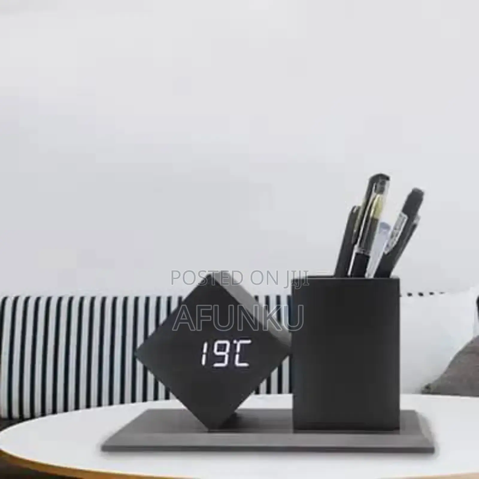 Wooden Digital Led Alarm Clock With Pen Holder