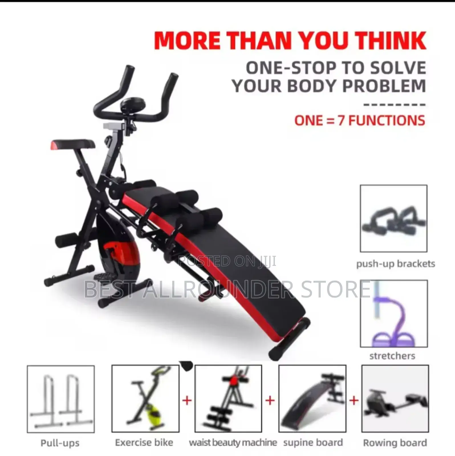 7 in 1 Adjustable Sit Up Bench With Exercise Bike