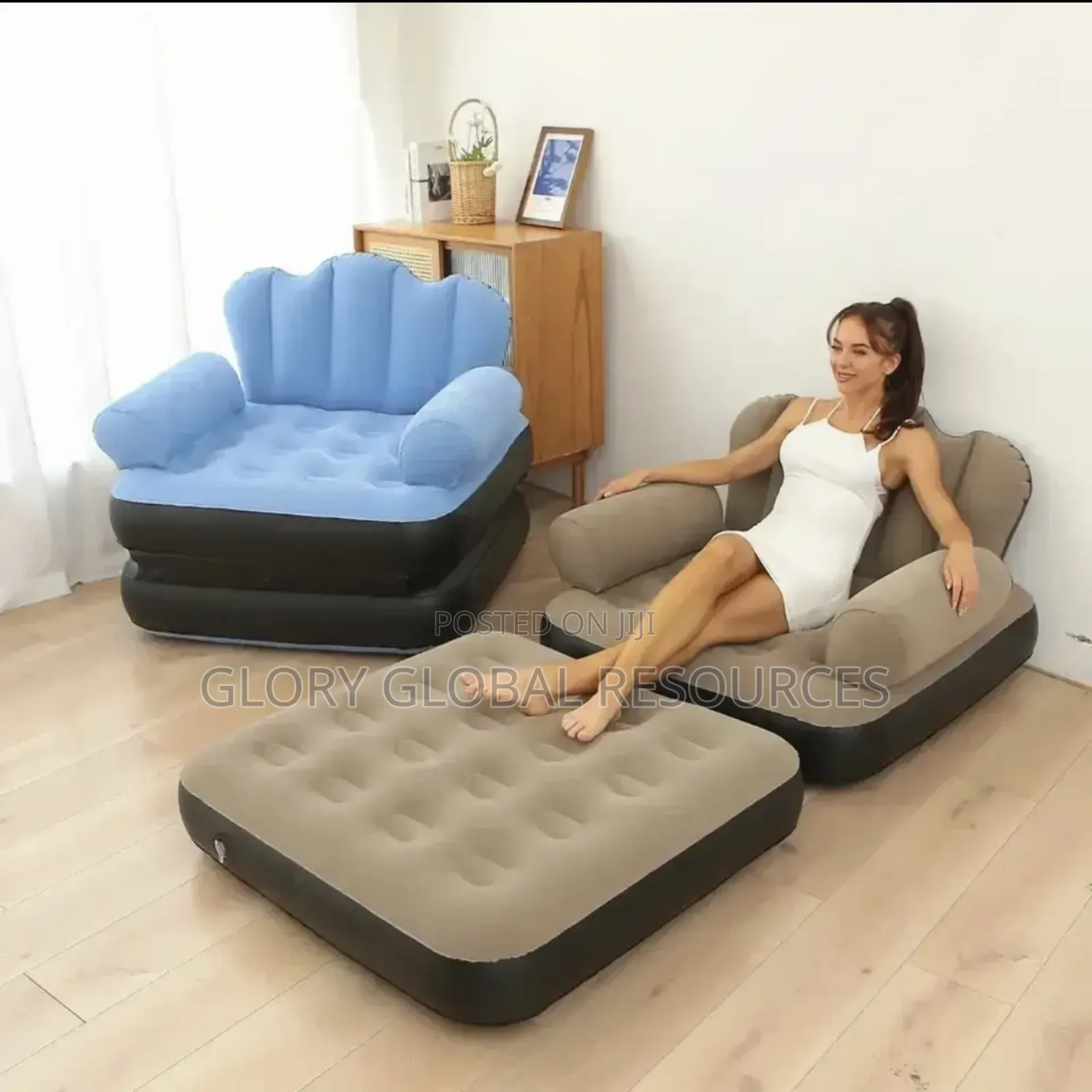 2 Layers/Steps Multipurpose Inflatable Broad Bed and Chair