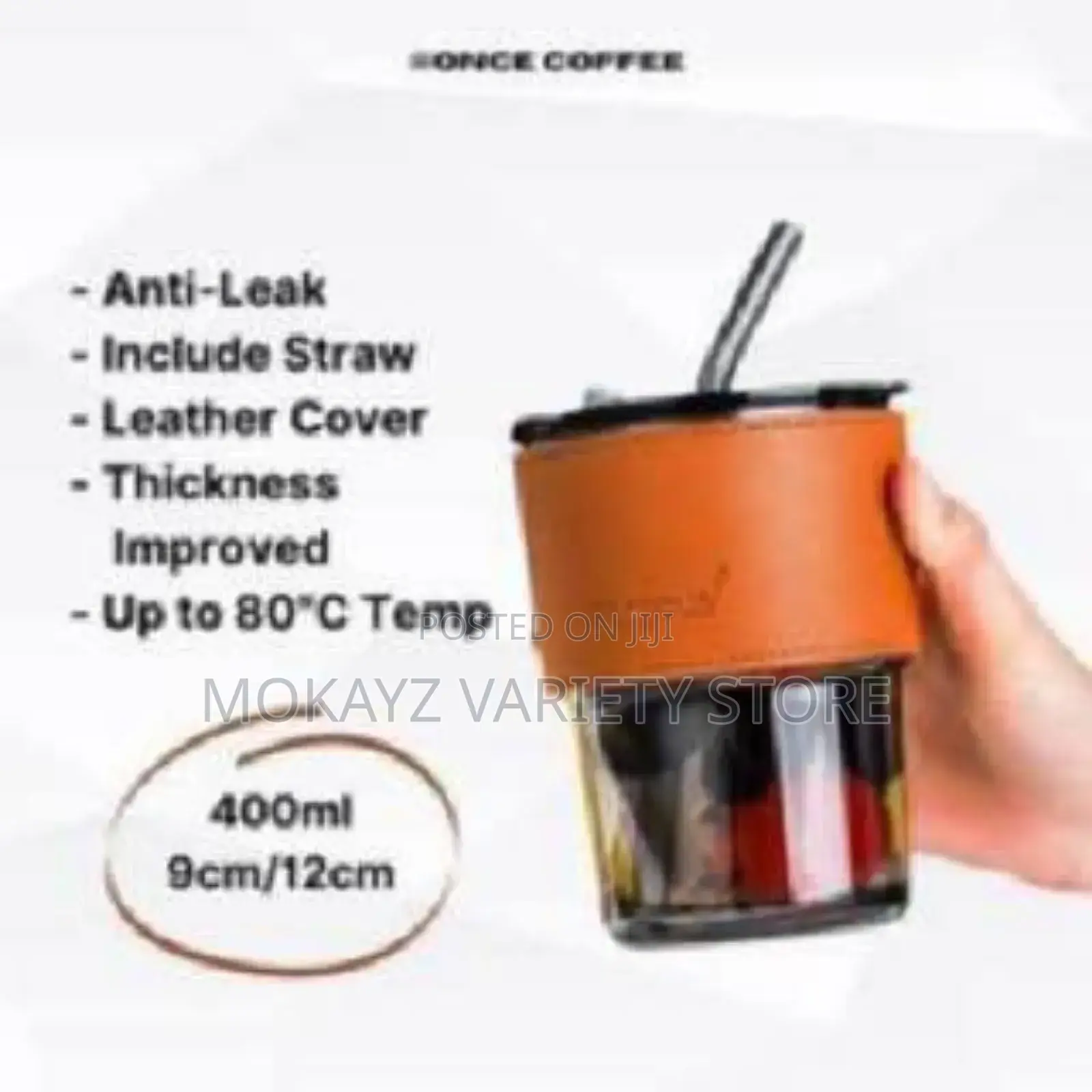 350ml Grip Glass Cup With Glass Straw(Bulk)