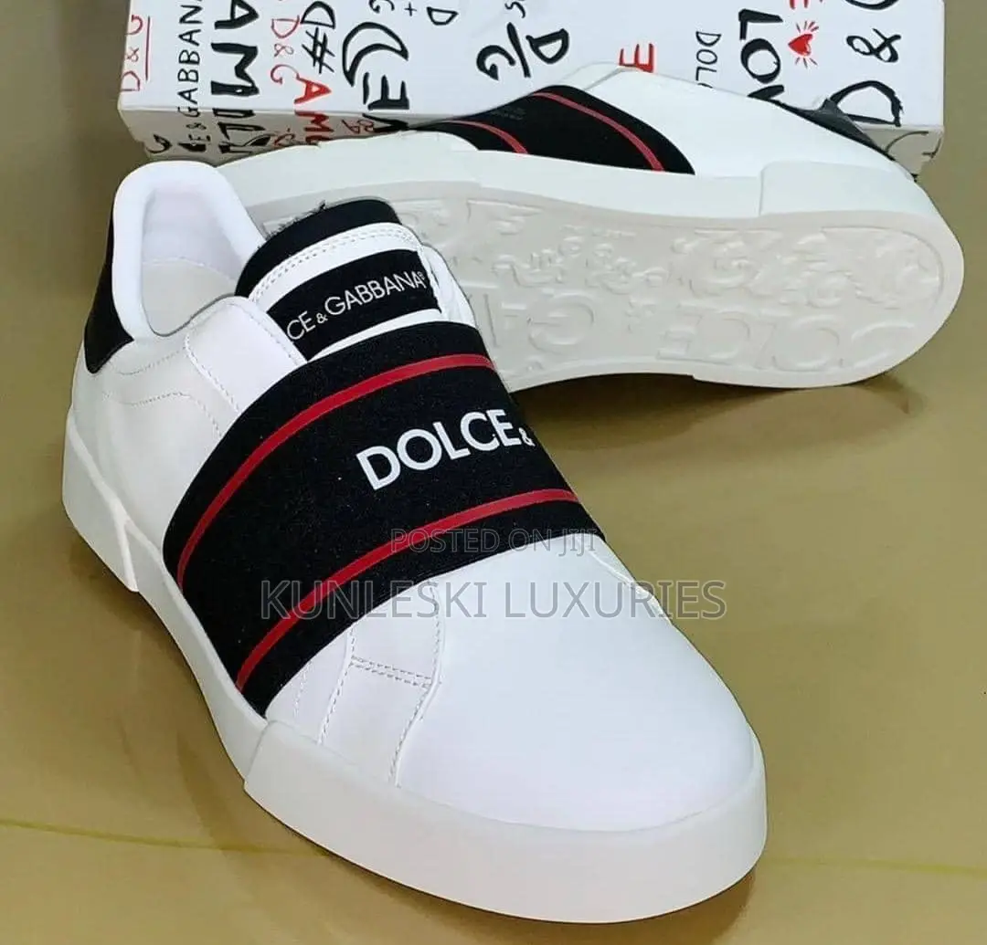 Original Dolce Gabbana Laceless Band Leather Sneakers
