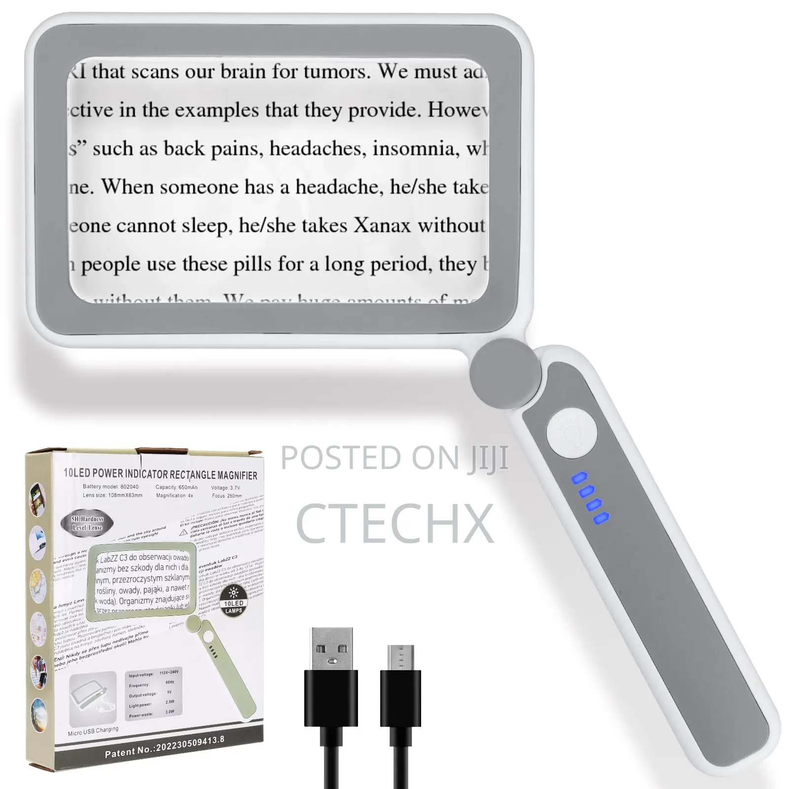 30x Magnifying Glass With 12 Led Light Folding