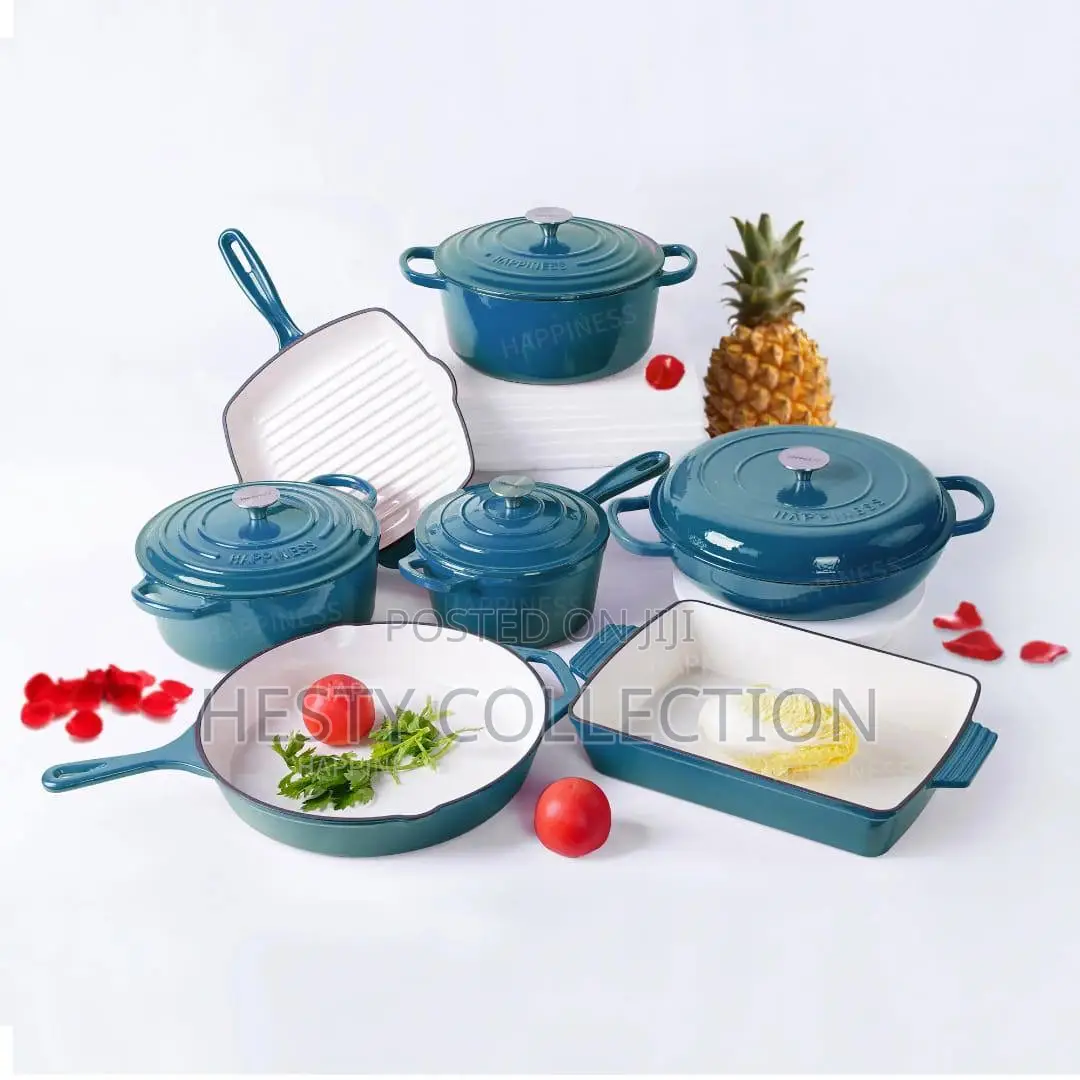 11pcs Cast Iron Pot Original Dutch Pot Bakeware Sauce Pan S Jade