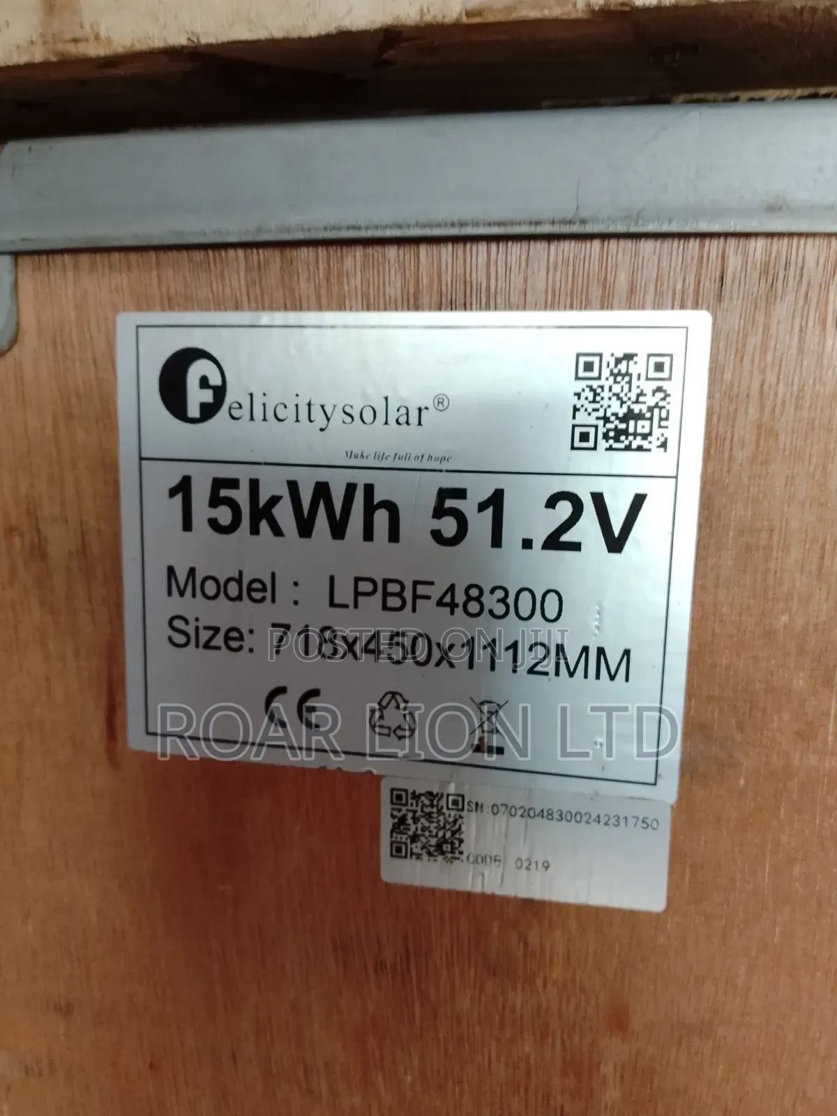 15kwh Felicity Lithium Battery