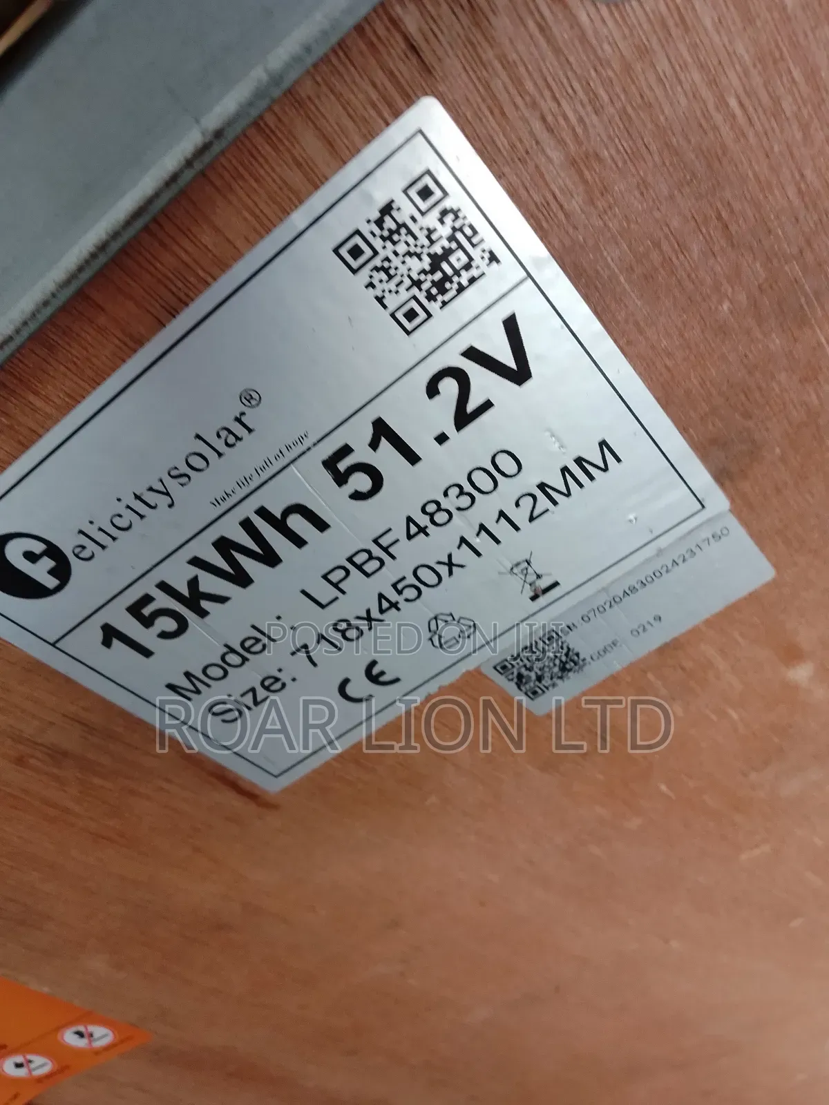15kwh Felicity Lithium Battery