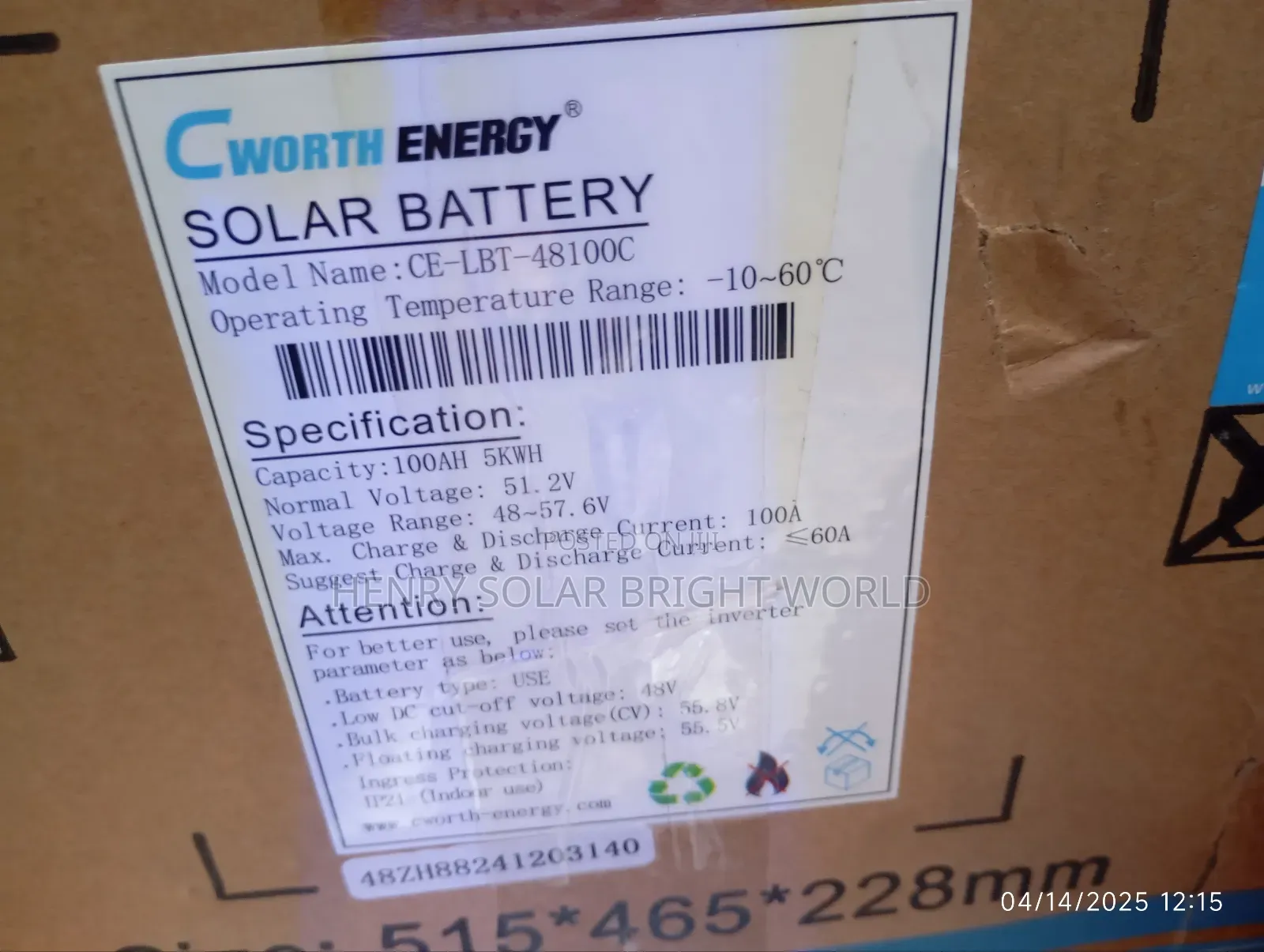 Cworth 5kwh 51.2v Lithium Battery