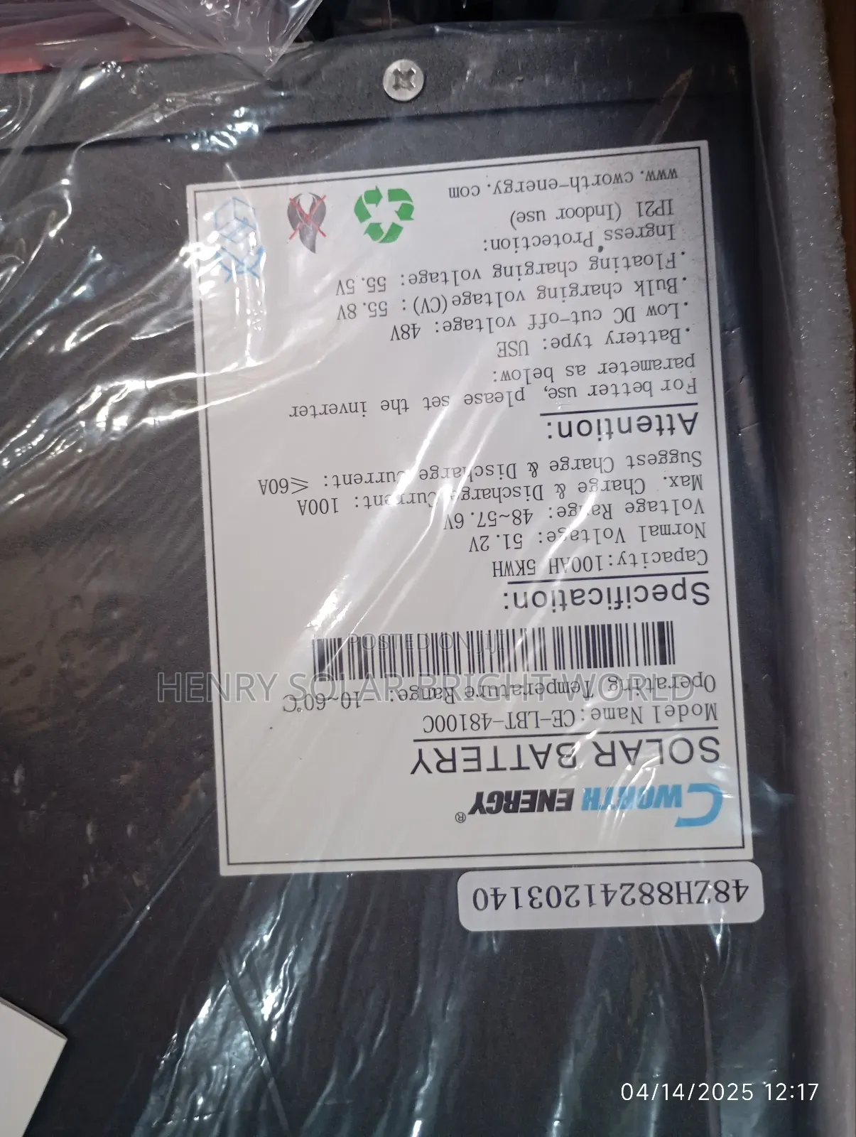 Cworth 5kwh 51.2v Lithium Battery
