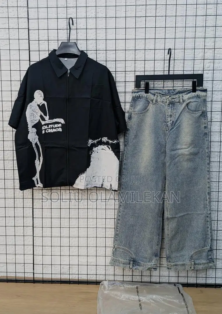Notch Baggy Jean X Crop Zip Up Shirt