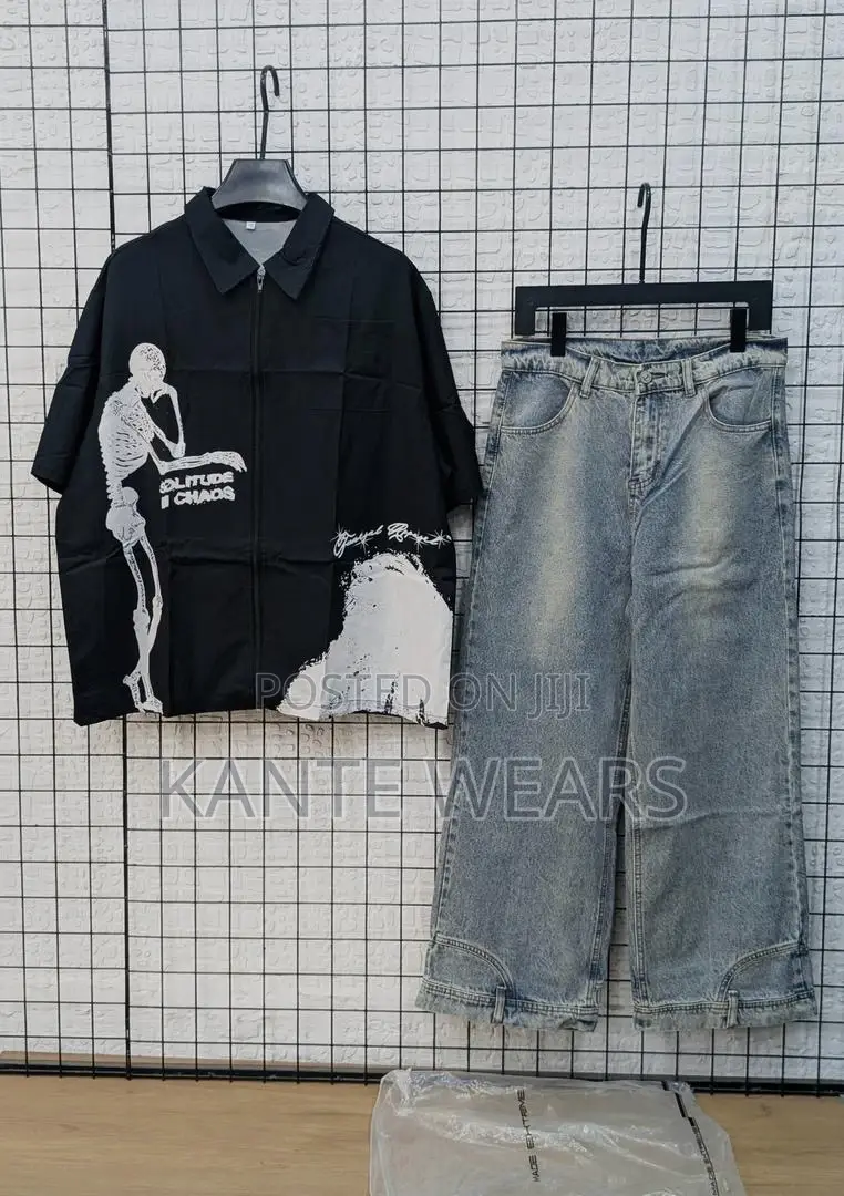 Notch Baggy Jean X Crop Zip Up Shirt