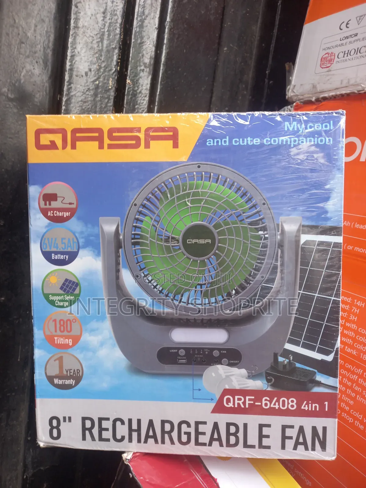 Qasa 8" Rechargeable Fan