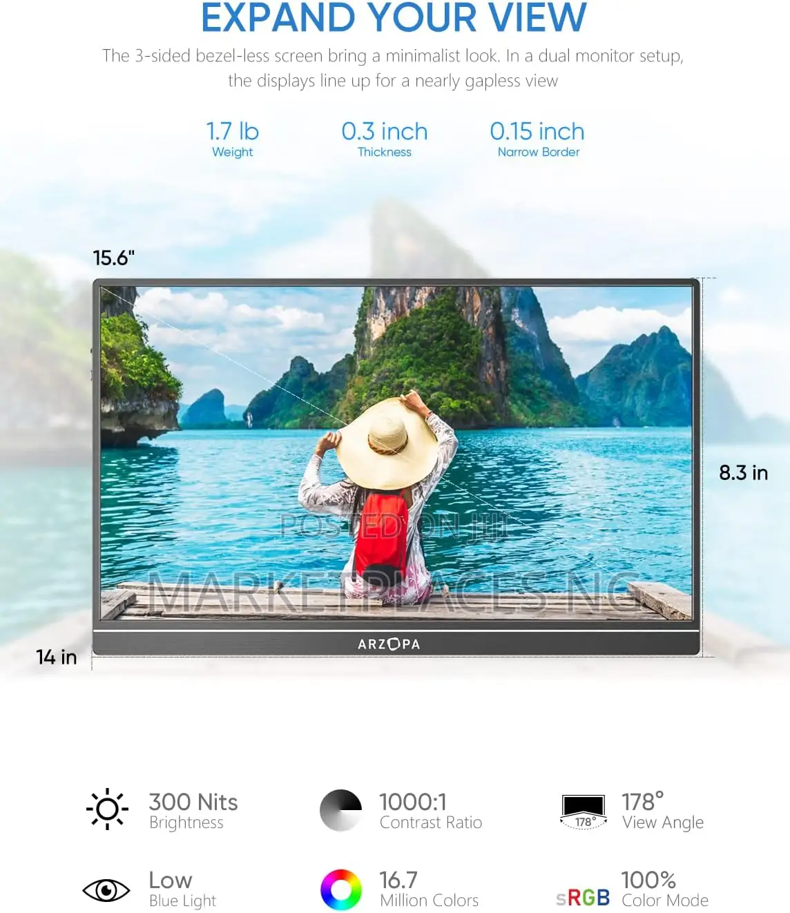 Arzopa S1 Table 15.6'' Portable Monitor – FHD Usb-C Hdmi