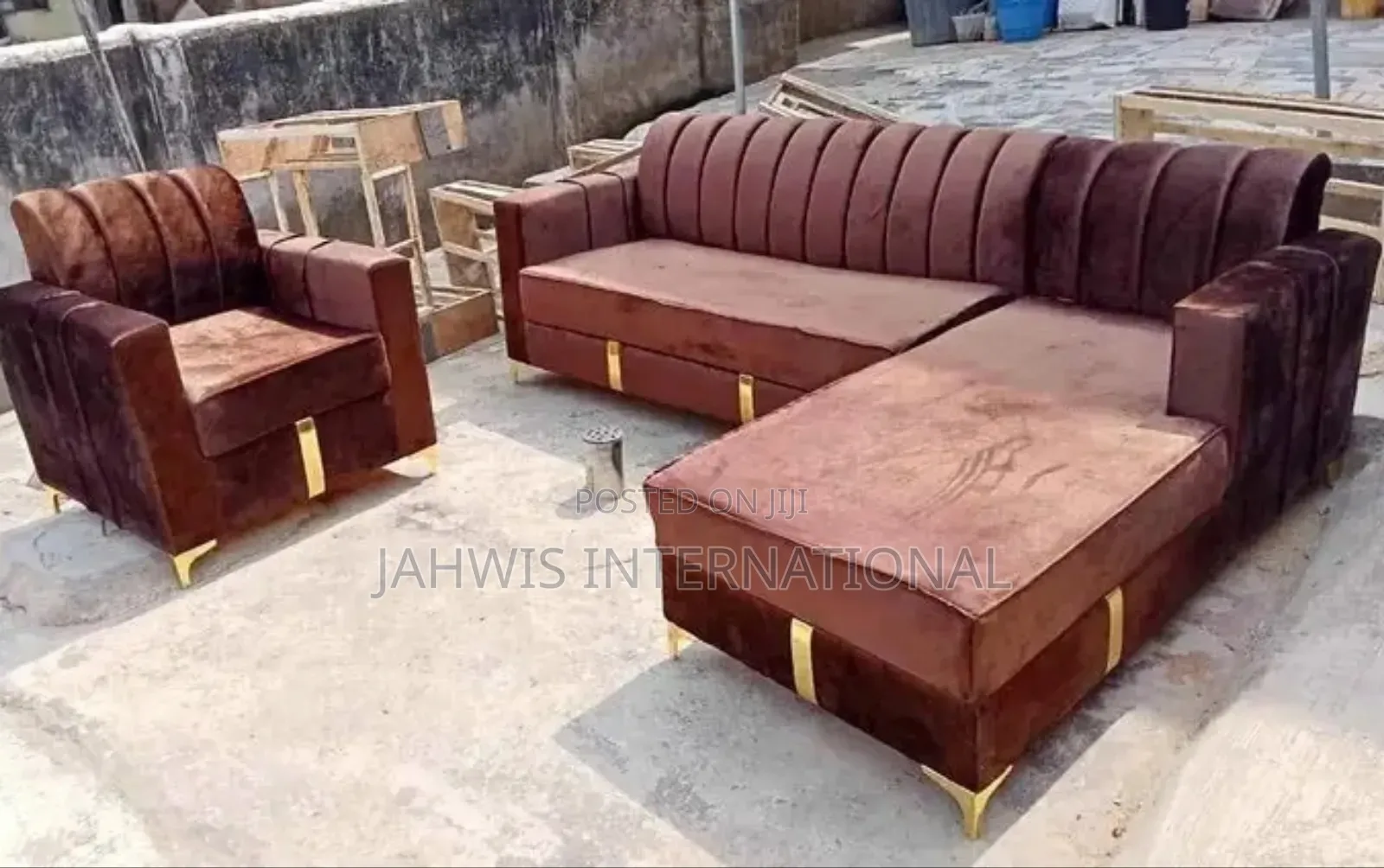 Beautiful Brown Color L-Shape Chairs
