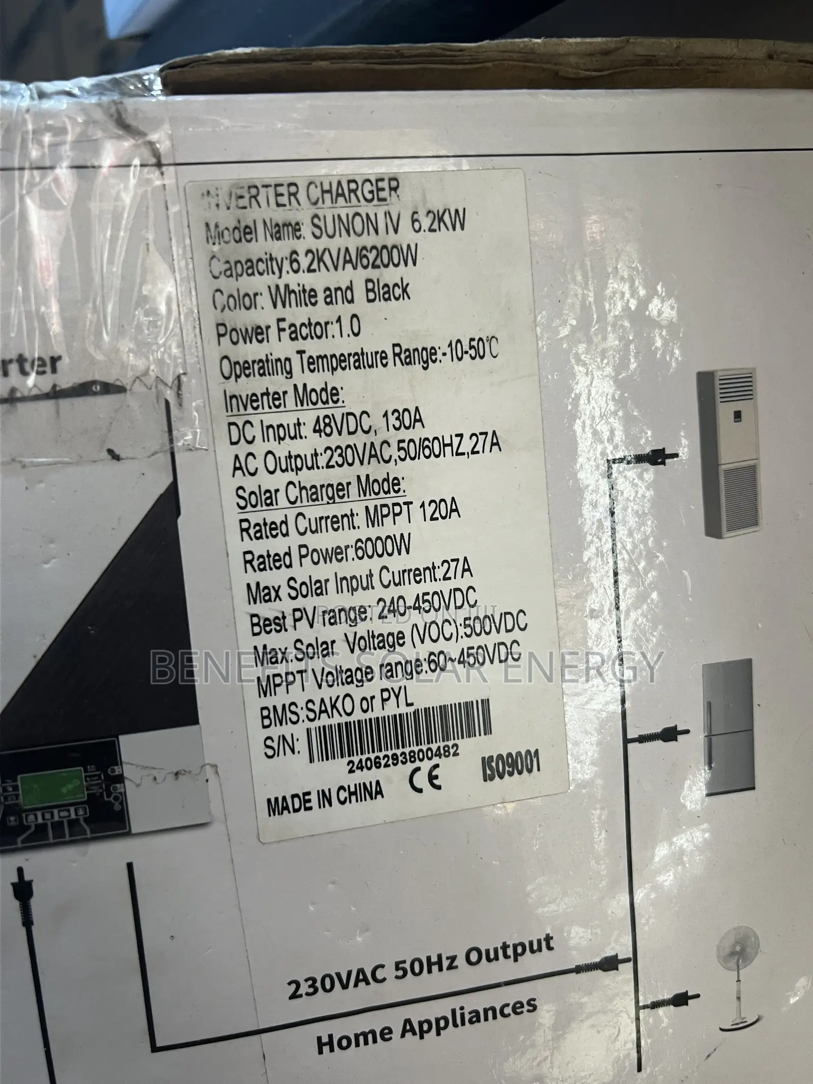 6.2kva 48v Sako Hybrid Inverter With Built in Wifi Monitor