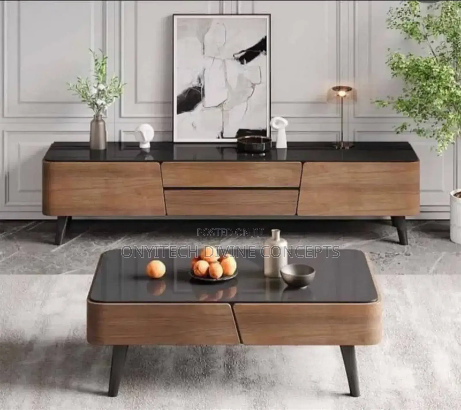 Luxury Glass Top Turkish Tv Stand With Centre Table 202