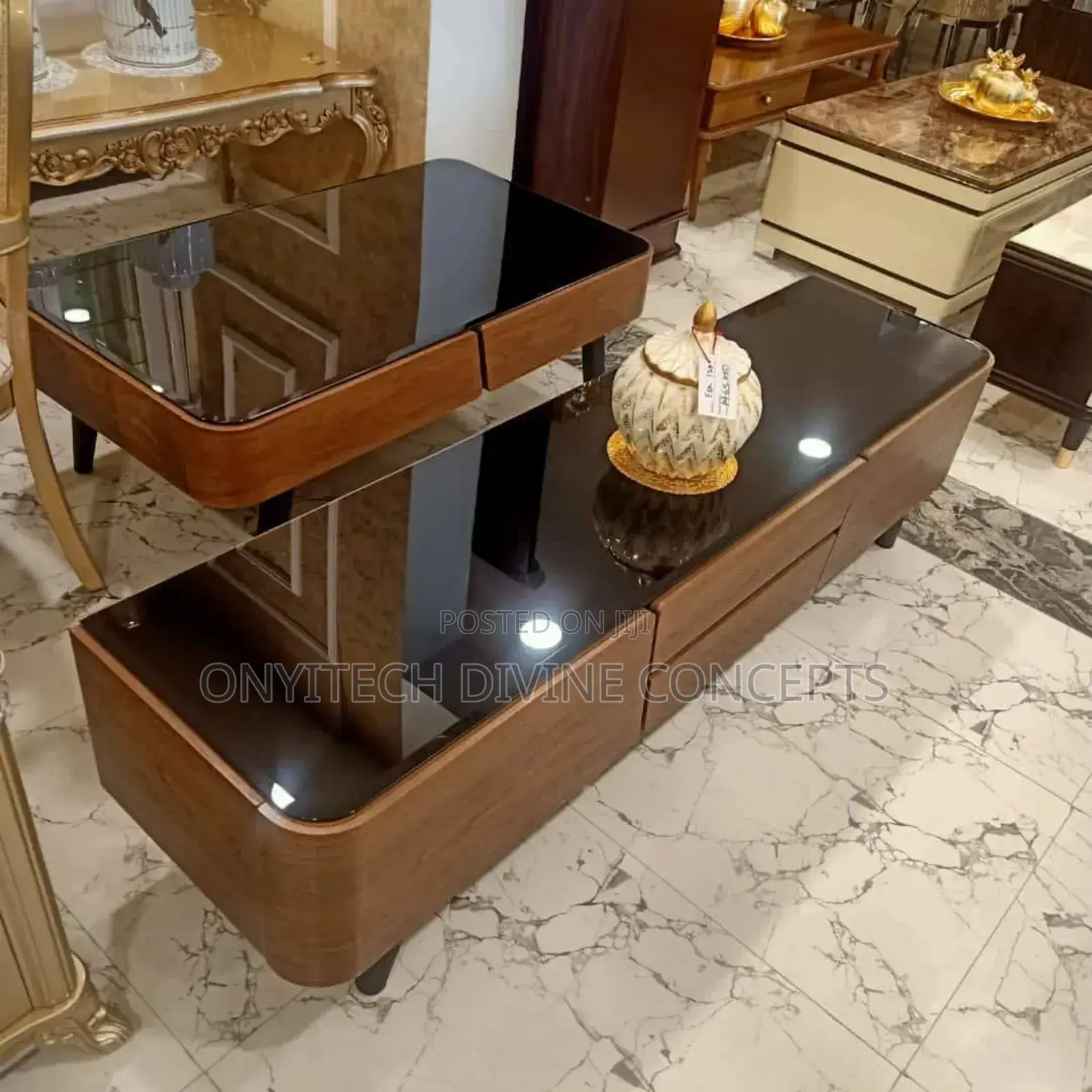 Luxury Glass Top Turkish Tv Stand With Centre Table 202