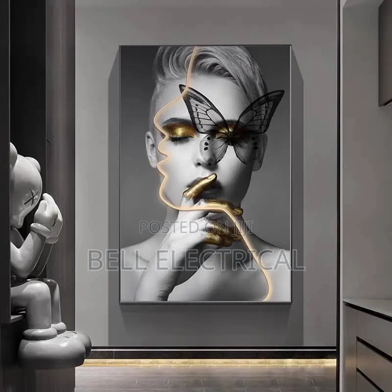 Modern Art Beautiful Woman Painting Led Light