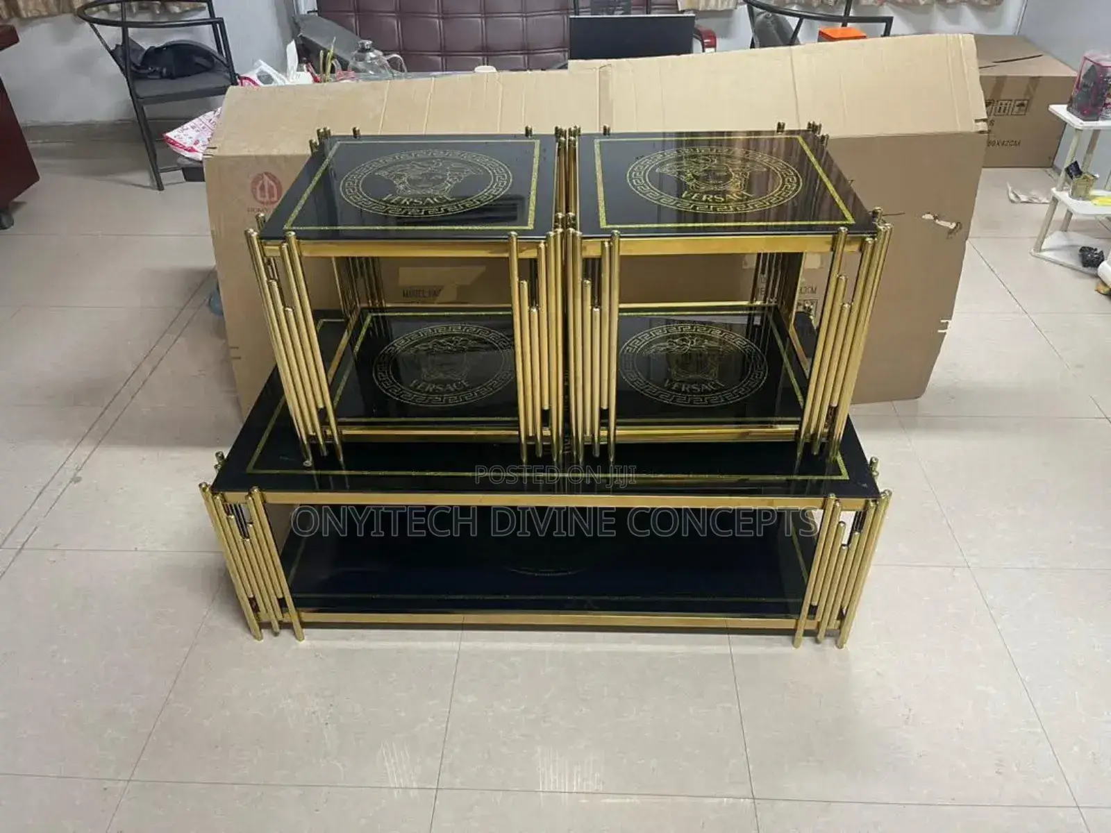 3 in 1 Marble Top Rectangle Centre 2 Side Tables