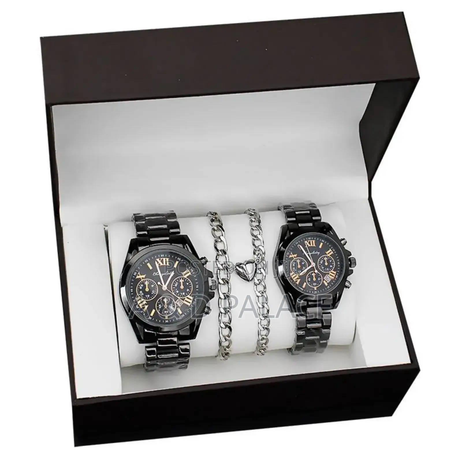4pcs Hasesg Forevermore Couple Black Titanium Steelposh Gift
