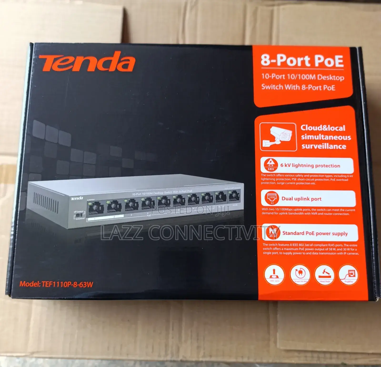 Tenda 8-Port 10/100m Poe Switch + 2*Uplink Ports