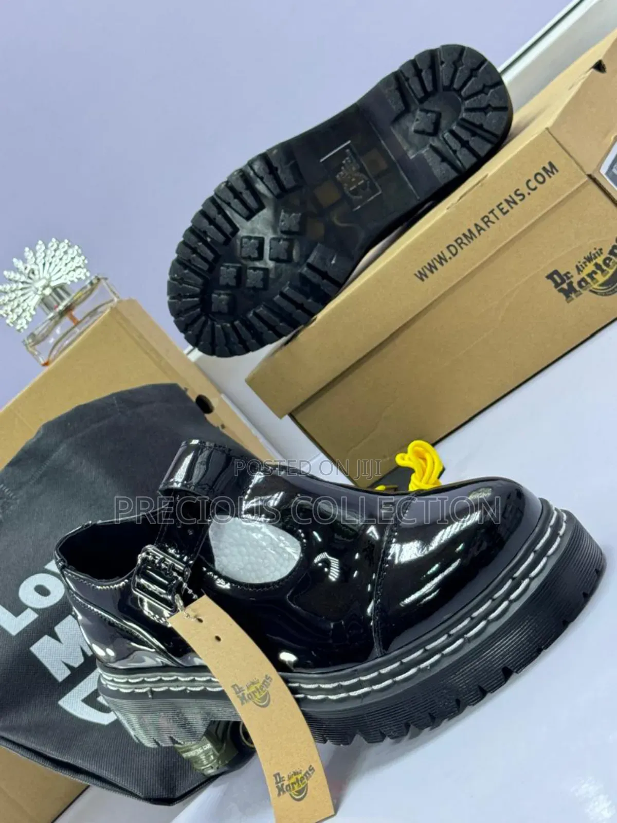 Dr Martens Glossy Leather Buckle Transparent Sole Loafers
