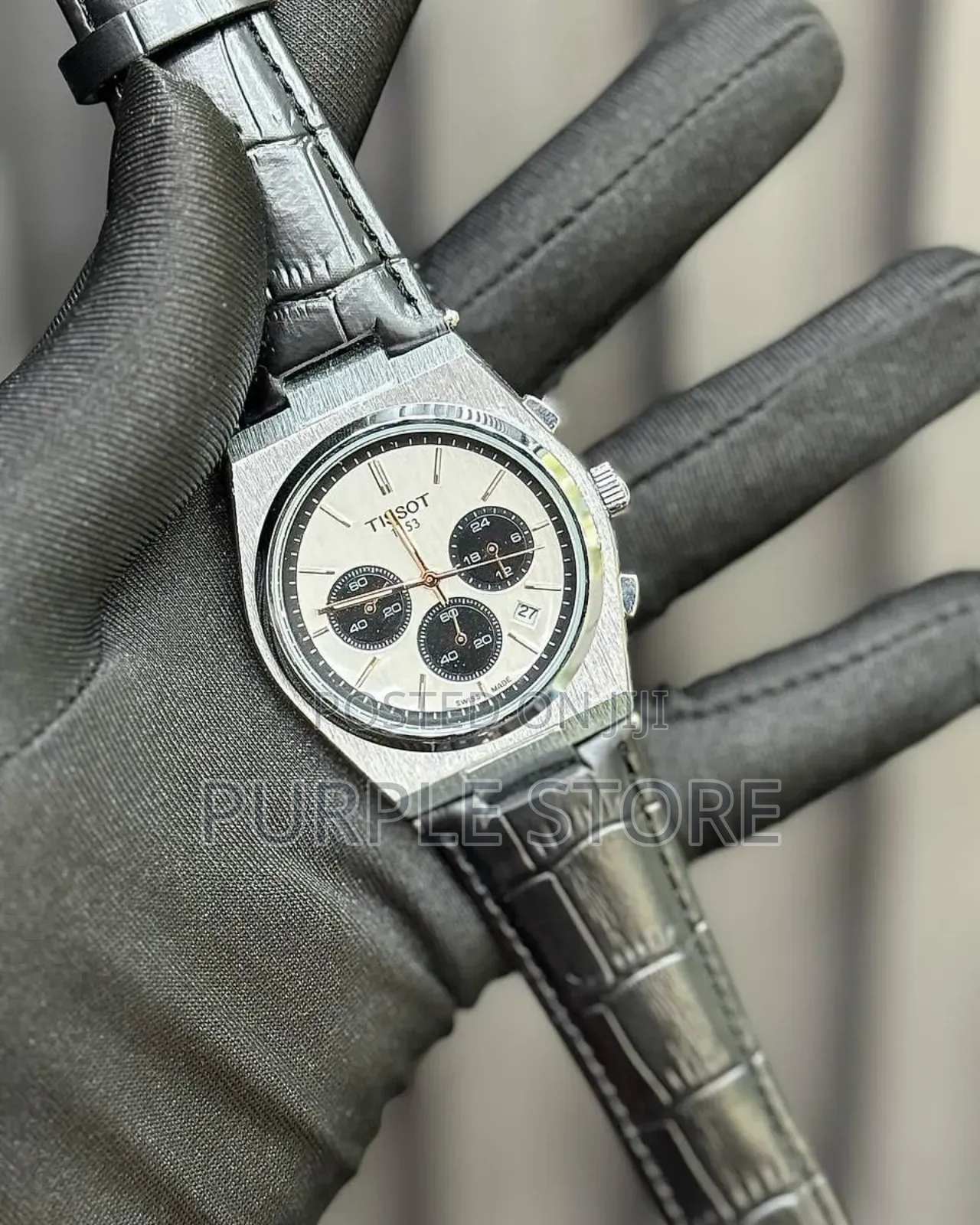 Tissot  Chronograph  Black  Leather 