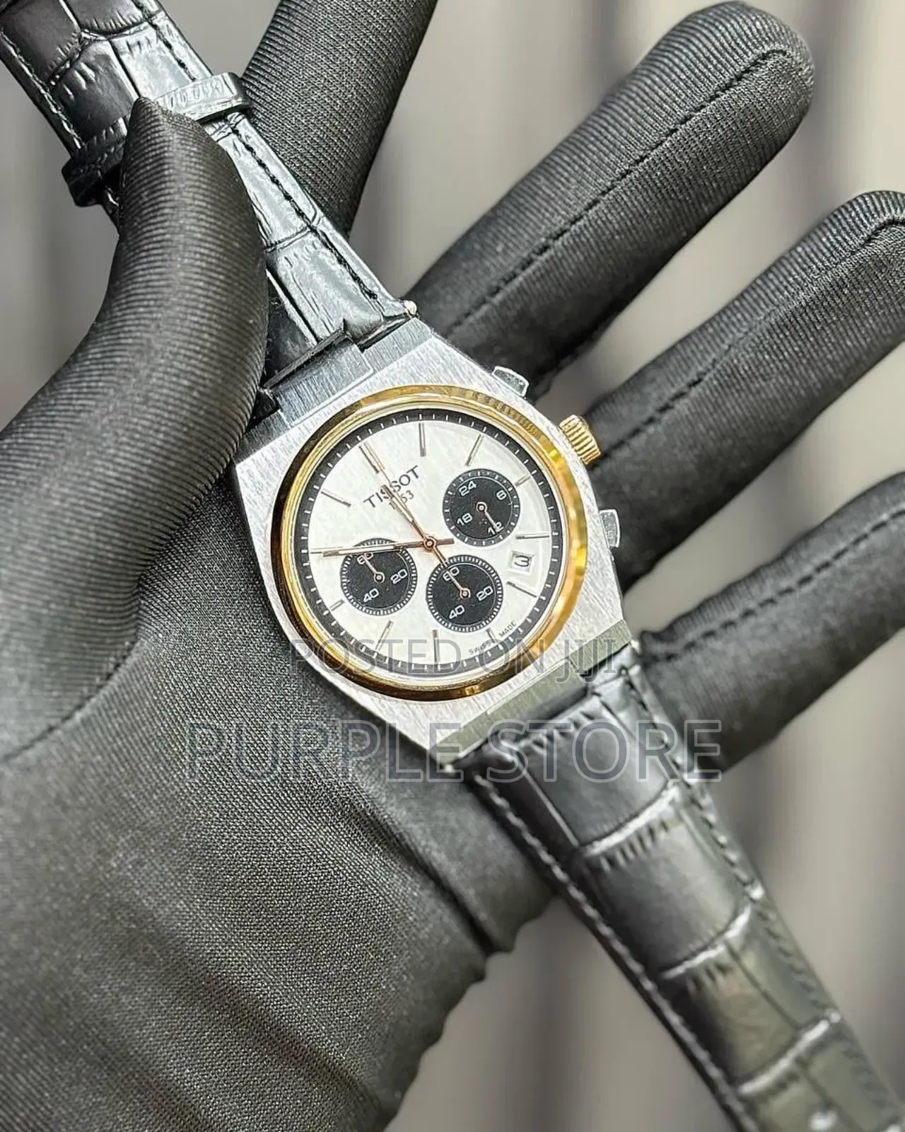 Tissot  Chronograph  Black  Leather 
