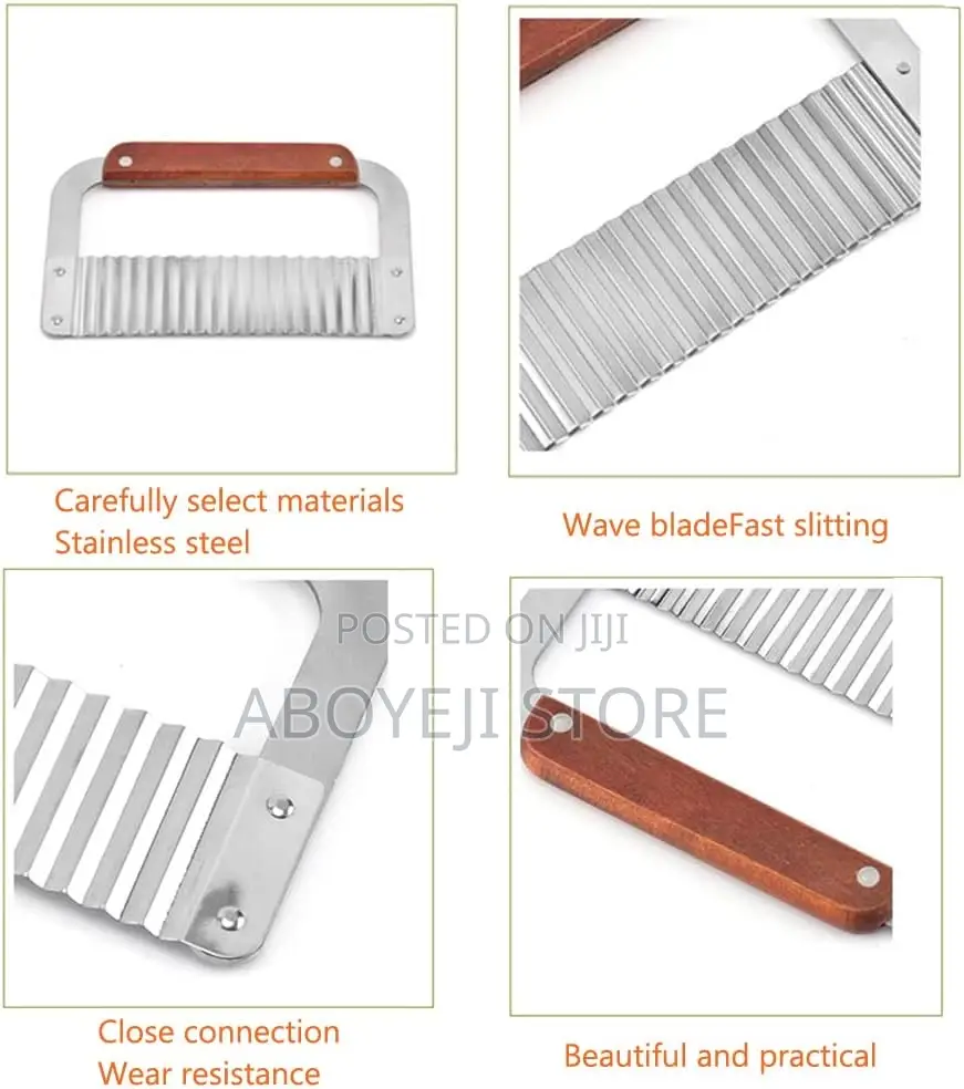 Potato Crinkle Cutter - Stainless Steel Wavy Vegetable Slice
