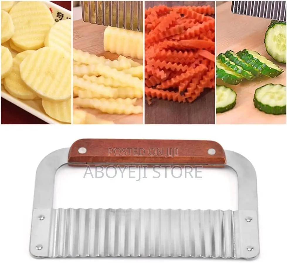 Potato Crinkle Cutter - Stainless Steel Wavy Vegetable Slice
