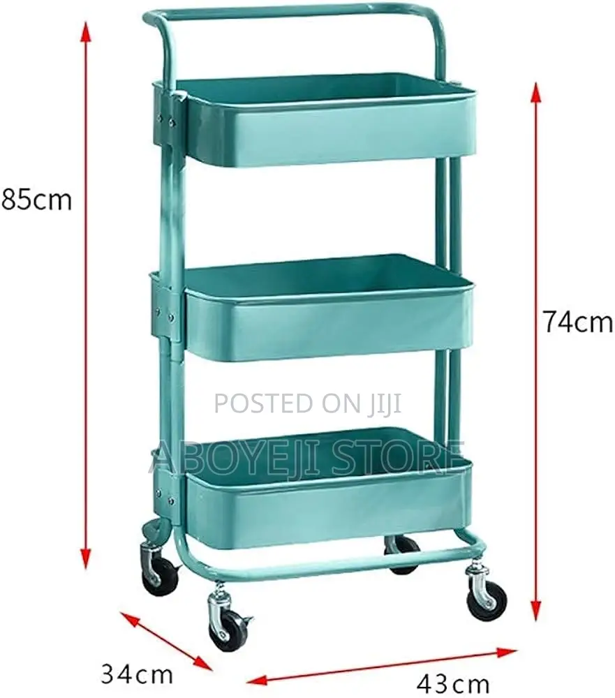 Stable Kitchen Trolley Storage Trolley 3-Layer Metal Storage