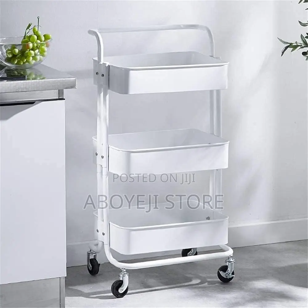 Stable Kitchen Trolley Storage Trolley 3-Layer Metal Storage