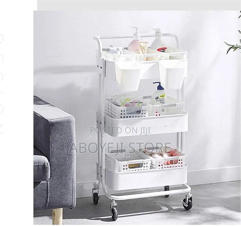 Stable Kitchen Trolley Storage Trolley 3-Layer Metal Storage