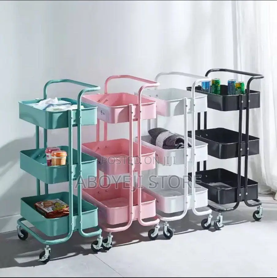 Stable Kitchen Trolley Storage Trolley 3-Layer Metal Storage