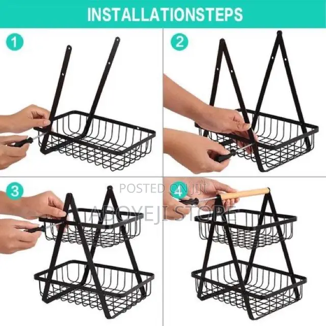 3 2 Tiers Kitchen Counter Metal Multifunctional Organizer