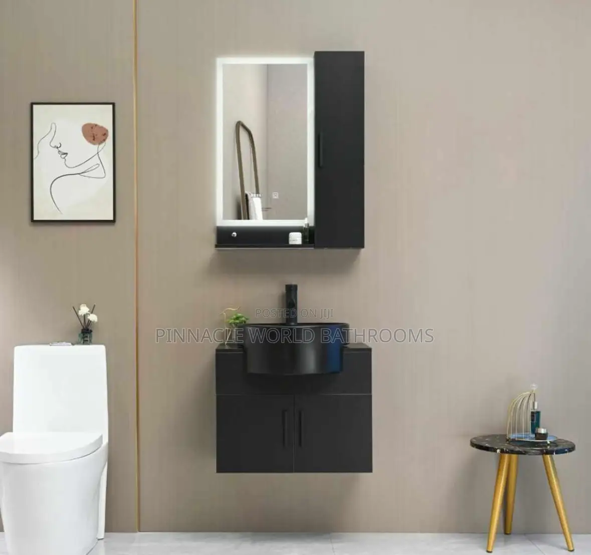 England Black Vanity Cabinet With Led Light