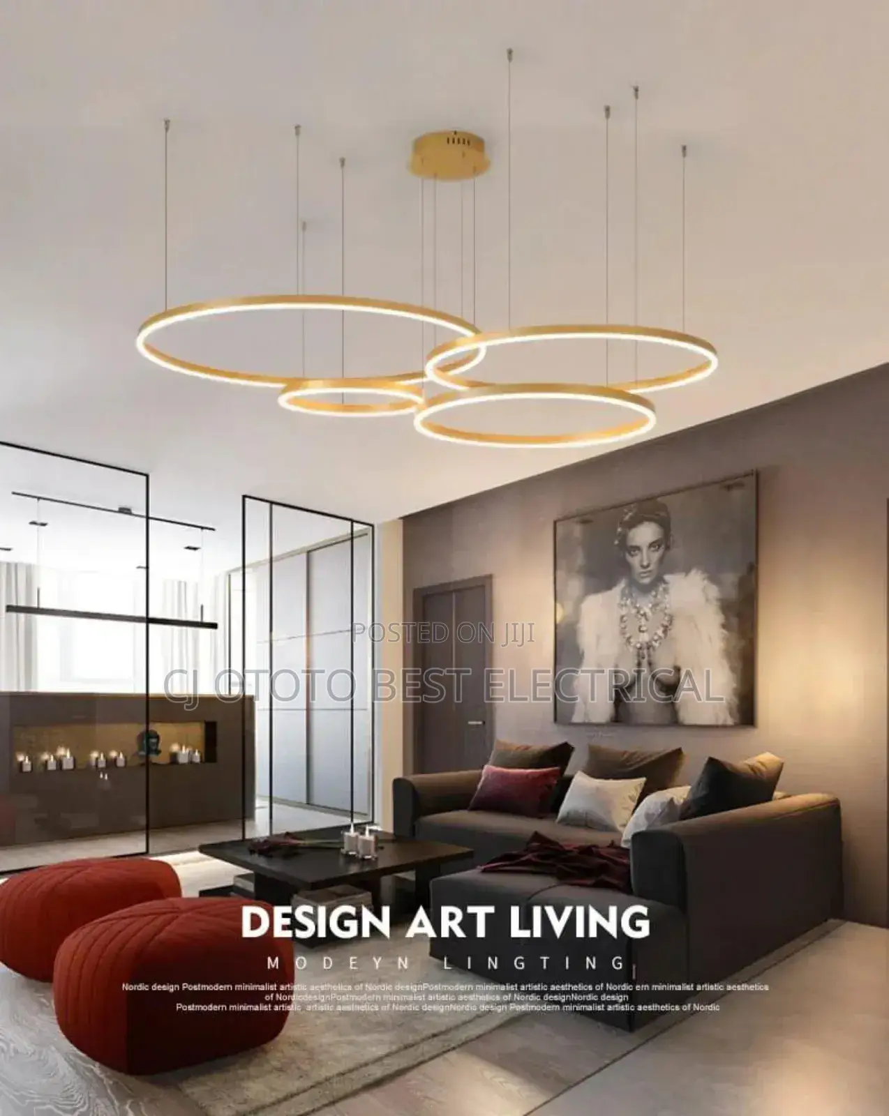 Black Gold Body, Ring Luxury Adjustable Living Room Light