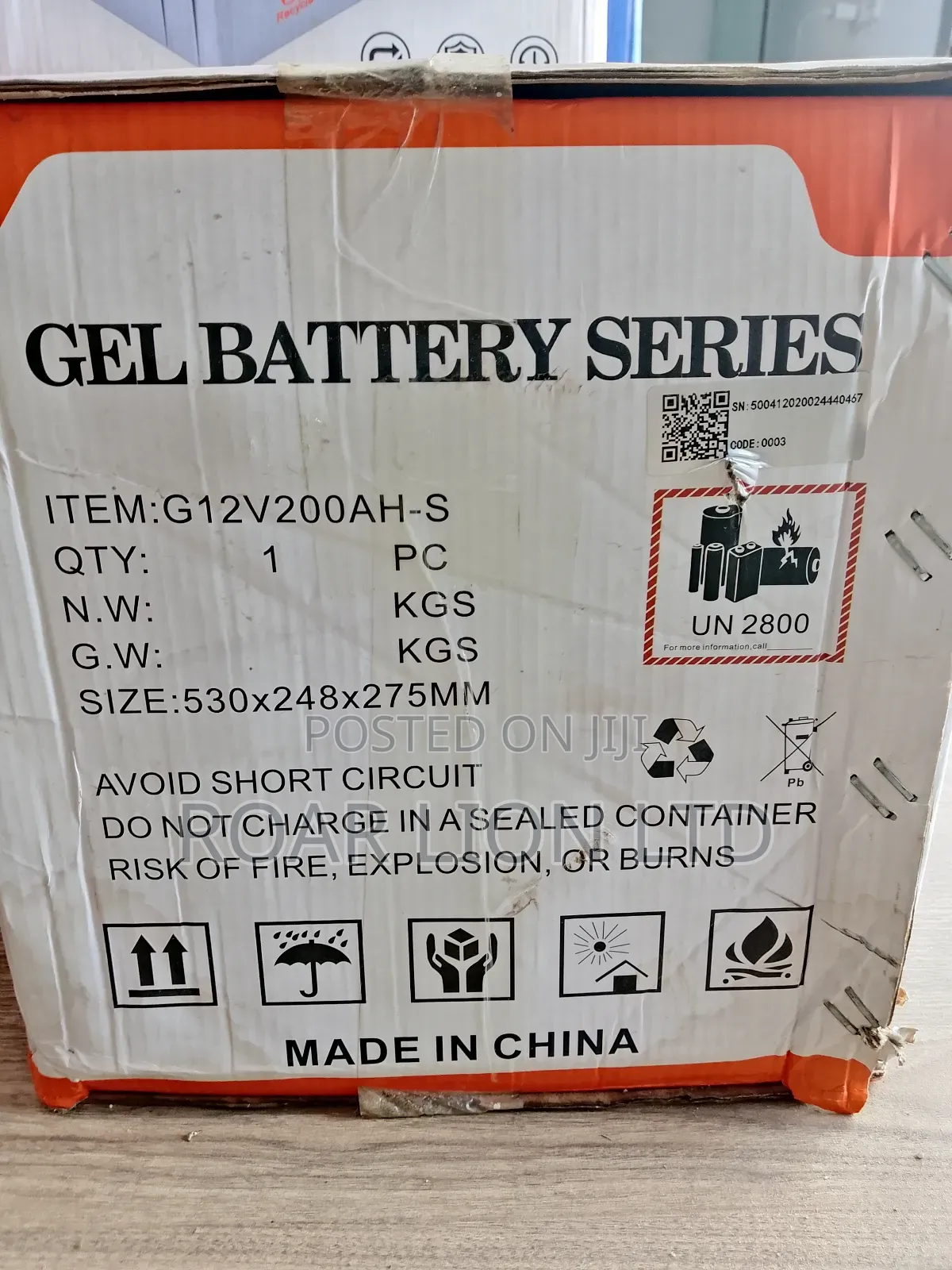 Felicity 200ah Gel Battery