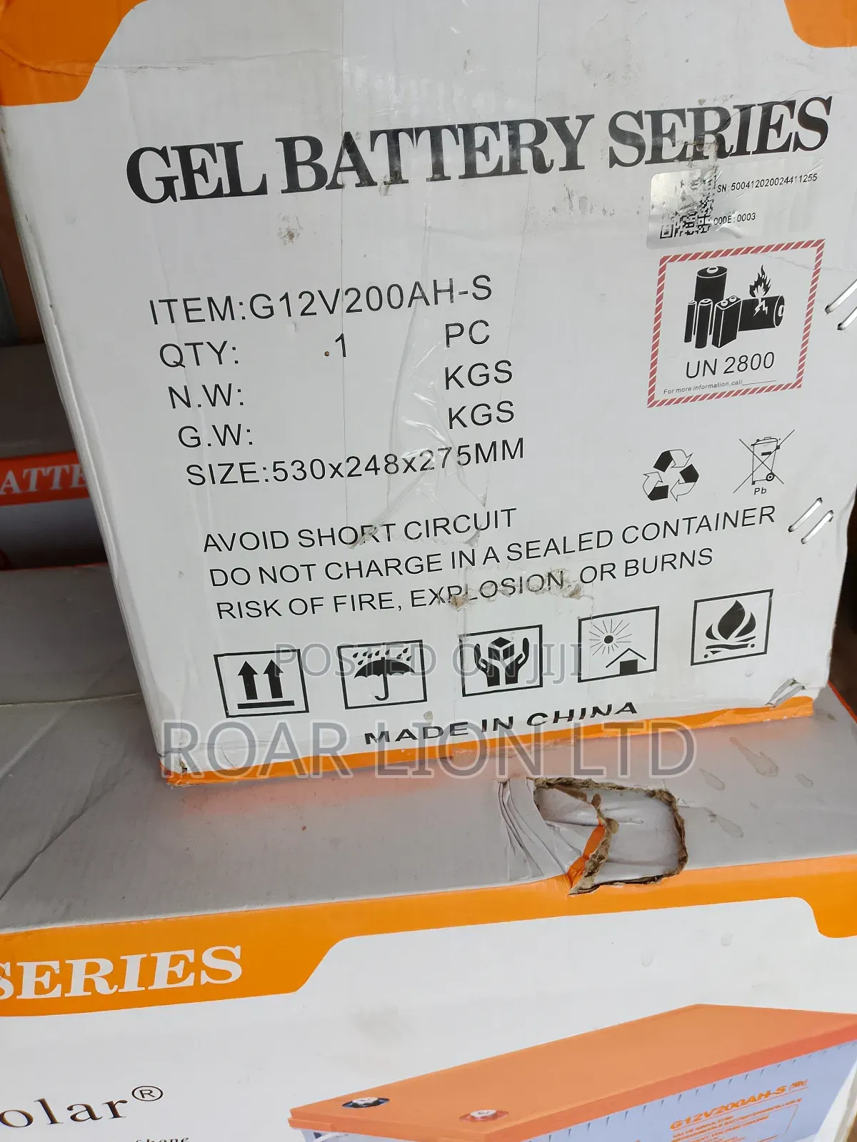 Felicity 200ah Gel Battery