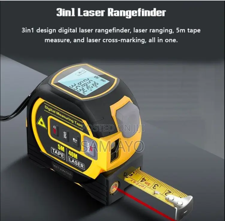 40m 3in1 Laser Rangefinder 5m Tape Measure Ruler LCD Display